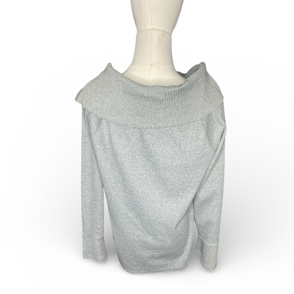 Rafaella Women's Heather Gray Asymmetrical Cowl Neck Sweater - Picture 3 of 6